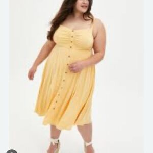 Torrid Yellow Sleeveless Midi Sundress